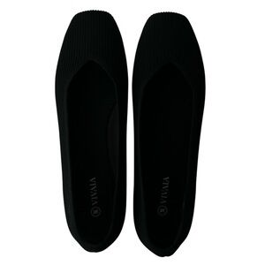 Margot 2.0 Women's Square-Toe V Cut Black Flats